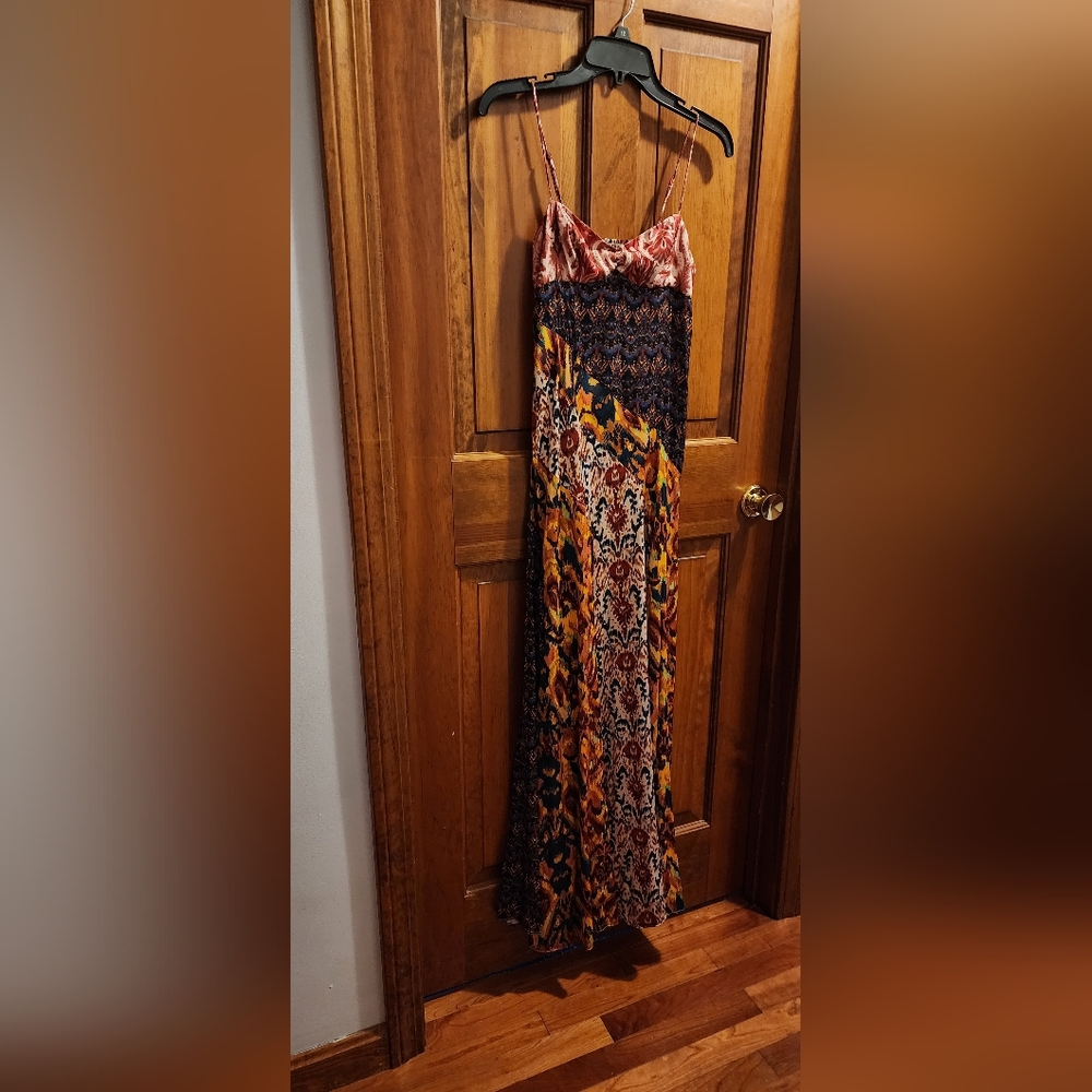 A long beautiful dress from free people, purchased at Revolve.